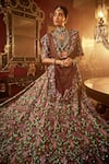 Angad Creations_Wine Pure Silk Embroidery Royal Radiance Paisley Tilla Bridal Lehenga Set _Online_at_Aza_Fashions