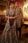 Angad Creations_Wine Pure Silk Embroidery Royal Radiance Paisley Tilla Bridal Lehenga Set _at_Aza_Fashions