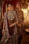 Buy_Angad Creations_Wine Pure Silk Embroidery Royal Radiance Paisley Tilla Bridal Lehenga Set 