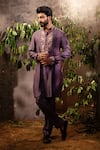 Buy_Angad Creations_Purple Monga Cotton Embroidered Thread Amethyst Royalty Kurta With Pant _at_Aza_Fashions