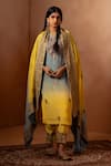 Buy_Angad Creations_Grey Kurta And Dupatta Cotton Chinon Charisma Floral Ombre Pant Set _at_Aza_Fashions