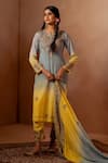 Buy_Angad Creations_Grey Kurta And Dupatta Cotton Chinon Charisma Floral Ombre Pant Set _Online_at_Aza_Fashions