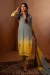 Shop_Angad Creations_Grey Kurta And Dupatta Cotton Chinon Charisma Floral Ombre Pant Set _at_Aza_Fashions