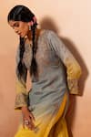 Angad Creations_Grey Kurta And Dupatta Cotton Chinon Charisma Floral Ombre Pant Set _at_Aza_Fashions