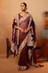 Buy_Angad Creations_Purple Saree Georgette Embroidered Tilla Round Claret Legacy Ombre Set _at_Aza_Fashions