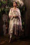 Buy_Angad Creations_White Kurta And Dupatta Georgette Paisley Twilight Gradient Anarkali Pant Set _at_Aza_Fashions