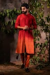 Buy_Angad Creations_Red Kurta Georgette Embroidered Thread Regal Floral Ombre With Pant _Online_at_Aza_Fashions