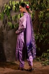 Angad Creations_Purple Kurta And Pant Cotton Satin Embroidered Thread Viola Luxe Gradient Set _Online_at_Aza_Fashions