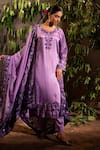 Buy_Angad Creations_Purple Kurta And Pant Cotton Satin Embroidered Thread Viola Luxe Gradient Set _Online_at_Aza_Fashions