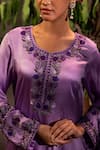 Buy_Angad Creations_Purple Kurta And Pant Cotton Satin Embroidered Thread Viola Luxe Gradient Set 