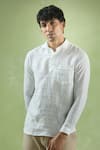 Arihant Rai Sinha_White 100% Pure European Linen - 60 Lea Stripe Full Sleeve Pattern Shirt _at_Aza_Fashions