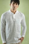 Buy_Arihant Rai Sinha_White 100% Pure European Linen - 60 Lea Stripe Full Sleeve Pattern Shirt 