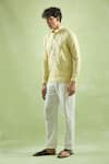 Buy_Arihant Rai Sinha_Yellow 100% Pure European Linen - 60 Lea Stripe Pattern Full Sleeve Shirt _Online_at_Aza_Fashions