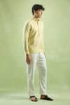 Shop_Arihant Rai Sinha_Yellow 100% Pure European Linen - 60 Lea Stripe Pattern Full Sleeve Shirt _Online_at_Aza_Fashions