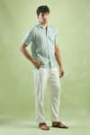 Shop_Arihant Rai Sinha_Blue 100% Pure European Linen - 44 Lea Print Opal Waves Shirt _Online_at_Aza_Fashions