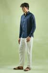 Arihant Rai Sinha_Blue 100% Pure European Linen - 60 Lea Plain Full Sleeve Shirt _Online_at_Aza_Fashions