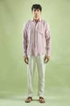 Arihant Rai Sinha_Purple 100% Pure European Linen - 60 Lea Plain Solid Full Sleeve Shirt _Online_at_Aza_Fashions