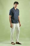 Buy_Arihant Rai Sinha_Blue 100% Pure European Linen Pattern Shirt _Online_at_Aza_Fashions