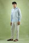 Buy_Arihant Rai Sinha_Blue 100% Pure European Linen Pattern Full Sleeve Shirt _Online_at_Aza_Fashions