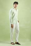 Buy_Arihant Rai Sinha_Green 100% Pure European Linen Stripe Pattern Shirt _Online_at_Aza_Fashions