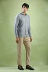 Arihant Rai Sinha_Grey 100% Pure European Linen Pattern Full Sleeve Shirt _at_Aza_Fashions