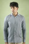 Buy_Arihant Rai Sinha_Grey 100% Pure European Linen Pattern Full Sleeve Shirt 