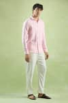 Shop_Arihant Rai Sinha_Pink 100% Pure European Linen Stripe Pattern Shirt _Online_at_Aza_Fashions