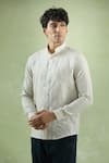 Shop_Arihant Rai Sinha_Beige 100% Pure European Linen Pattern Shirt _Online_at_Aza_Fashions