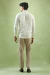 Shop_Arihant Rai Sinha_Cream 100% Pure European Linen Stripe Mandarin Collar Shirt _at_Aza_Fashions