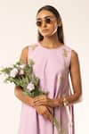 Buy_kriti bapna_Purple Imported Moss Crepe Embellished Horse Round A-line Dress _Online_at_Aza_Fashions