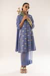 kriti bapna_Blue Kurta Moss Crepe Embellished Horse Round With Pant _Online_at_Aza_Fashions