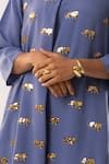 kriti bapna_Blue Kurta Moss Crepe Embellished Horse Round With Pant _at_Aza_Fashions