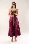 Buy_kriti bapna_Maroon Moss Crepe Embellished Horse Sweetheart Jumpsuits _at_Aza_Fashions