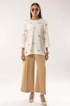 Buy_kriti bapna_Ivory Moss Crepe Embellished Horse Round High-low Top With Pant _at_Aza_Fashions