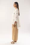 Shop_kriti bapna_Ivory Moss Crepe Embellished Horse Round High-low Top With Pant _at_Aza_Fashions