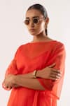 kriti bapna_Orange Kurta Plain Kurta Round Sheer Dress Set _at_Aza_Fashions