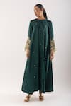 Buy_kriti bapna_Green Kurta Satin Embroidered Zardozi Round Placed With Pant _at_Aza_Fashions