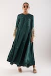 Buy_kriti bapna_Green Kurta Satin Embroidered Zardozi Round Placed With Pant _Online_at_Aza_Fashions