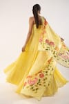 Shop_kriti bapna_Yellow Anarkali Viscose Organza Handpainted Sequin Embellished With Dupatta _at_Aza_Fashions