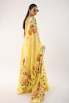 kriti bapna_Yellow Anarkali Viscose Organza Handpainted Sequin Embellished With Dupatta _Online_at_Aza_Fashions