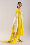 kriti bapna_Yellow Kurta And Dupatta Viscose Organza Handpainted Mirrorwork Anarkali Set With _Online_at_Aza_Fashions