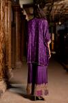 Shop_Pooja-Keyur_Purple Silk Embroidery Aari V Neck Mridanga Phool Kurta With Flared Pant _at_Aza_Fashions