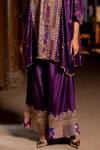 Buy_Pooja-Keyur_Purple Silk Embroidery Aari V Neck Mridanga Phool Kurta With Flared Pant _Online_at_Aza_Fashions