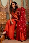 Shop_Pooja-Keyur_Maroon Organza Embroidery Aari Santoor Gota Lace Embellished Dupatta _Online_at_Aza_Fashions