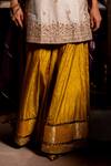 Pooja-Keyur_Yellow Silk Embroidery Aari Split Bansuri Phool Buti And Work Kurta With Sharara _Online_at_Aza_Fashions