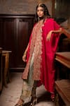 Buy_Pooja-Keyur_Pink Silk Embroidery Aari Band Collar Surbahar Cowl Kaftan With Palazzo _Online_at_Aza_Fashions