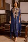 Shop_Pooja-Keyur_Blue Organza Jaltaranga Ambrosia Cape And Draped Pickup Dhoti Skirt Set _at_Aza_Fashions