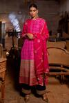 Buy_Pooja-Keyur_Pink Organza Embroidery Aari Indrani Dupatta _at_Aza_Fashions