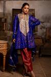 Buy_Pooja-Keyur_Blue Silk Embroidery Aari Notched Varuni Kurta And Salwar Set 