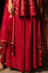 Pooja-Keyur_Red Kurta Silk Woven Patola V Neck Apsara Short And Pleated Pant Set _Online_at_Aza_Fashions